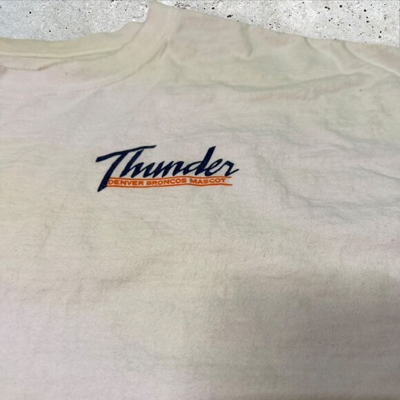 Denver Broncos Thunder Mascot T-Shirt XL Hanes Beefy-T Vintage Double-Sided NFL - Picture 7 of 12